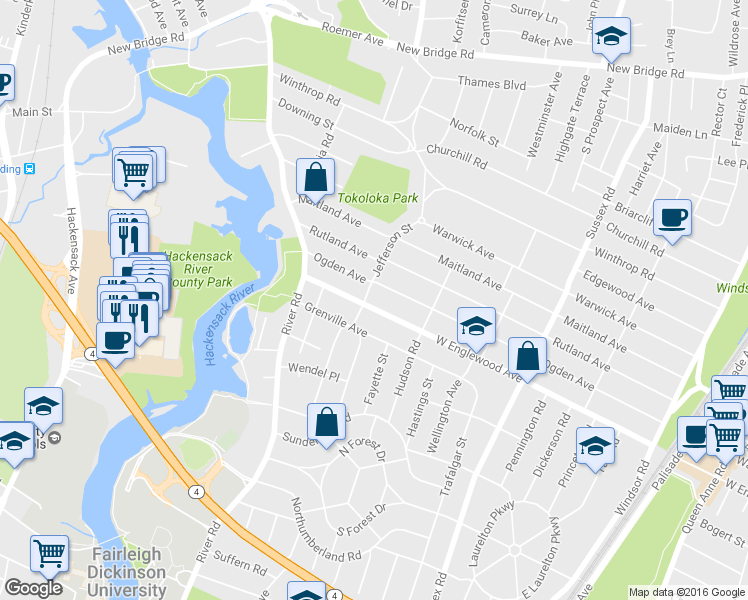 map of restaurants, bars, coffee shops, grocery stores, and more near 629 West Englewood Avenue in Teaneck