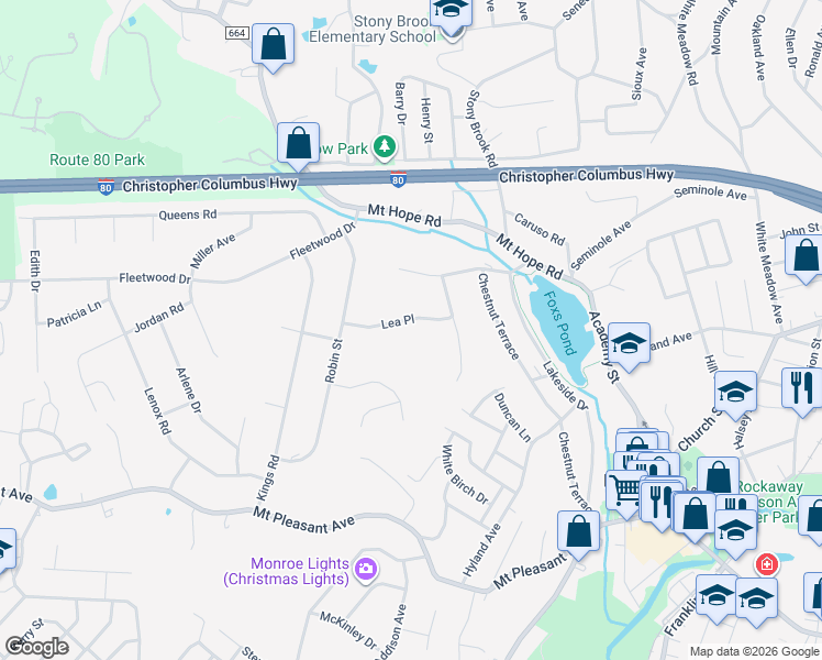 map of restaurants, bars, coffee shops, grocery stores, and more near 15 Lea Place in Rockaway