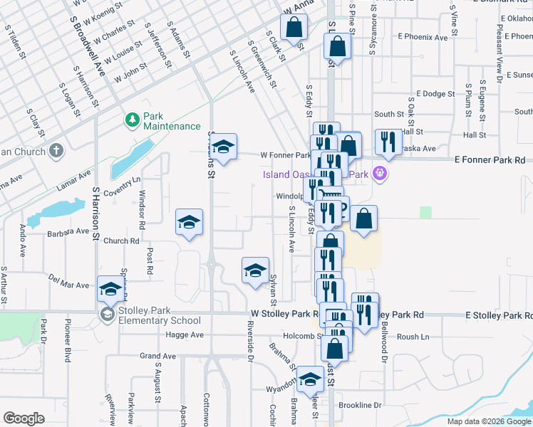 map of restaurants, bars, coffee shops, grocery stores, and more near 401-499 W Hedde St in Grand Island