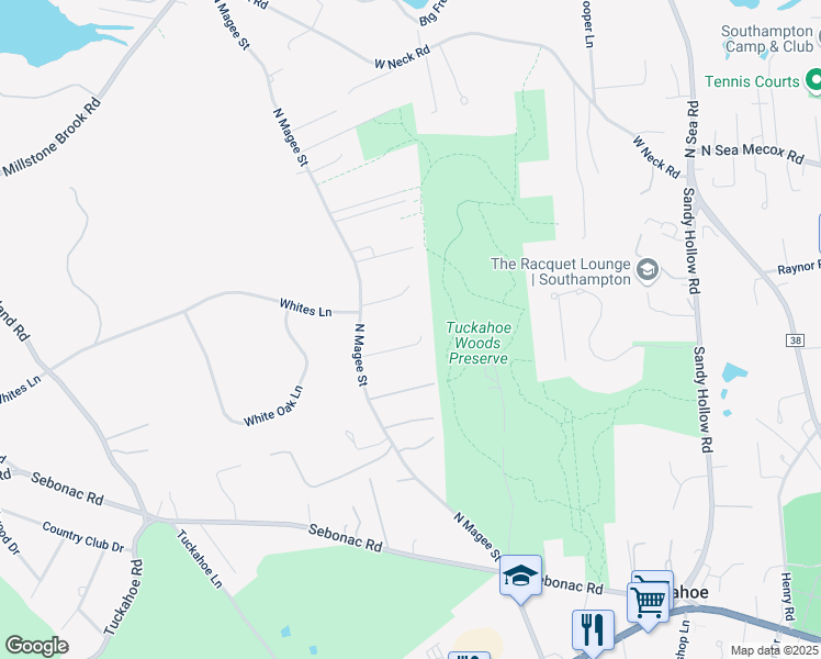 map of restaurants, bars, coffee shops, grocery stores, and more near 290 North Magee Street in Southampton