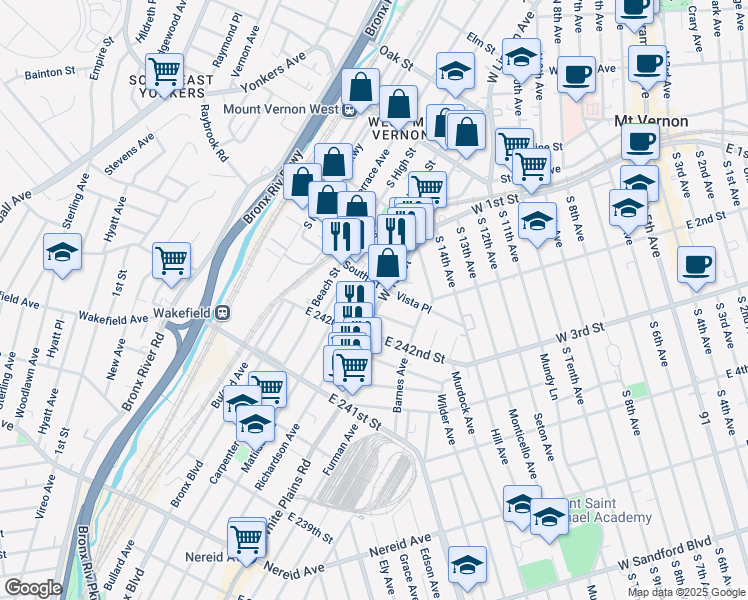 map of restaurants, bars, coffee shops, grocery stores, and more near 4826 Osgood Street in The Bronx