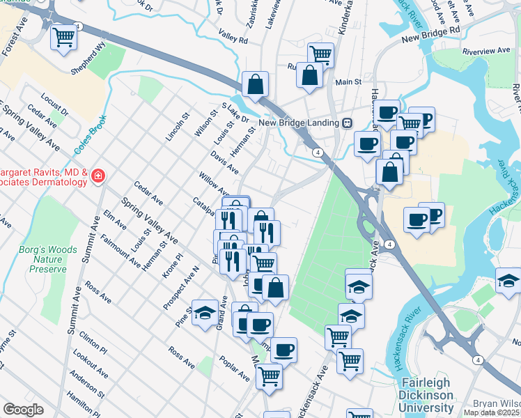 map of restaurants, bars, coffee shops, grocery stores, and more near 172 Johnson Avenue in Hackensack