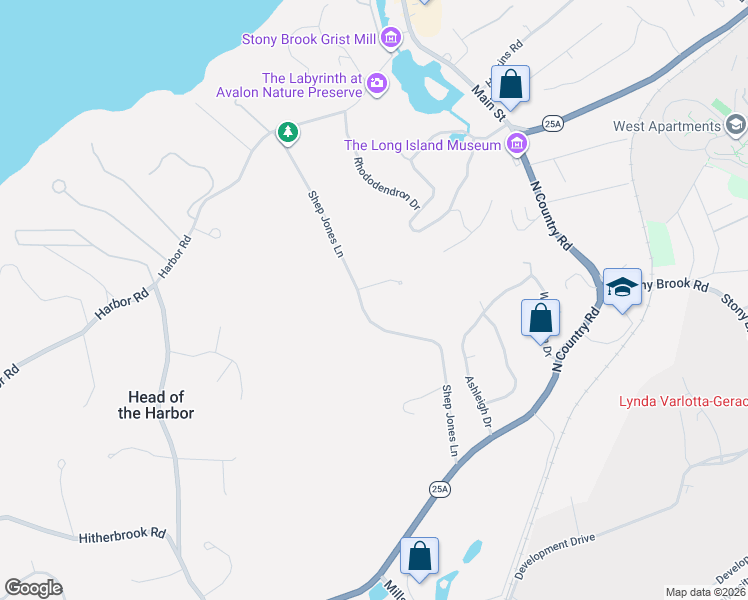 map of restaurants, bars, coffee shops, grocery stores, and more near 9 Fox Meadow Lane in Saint James