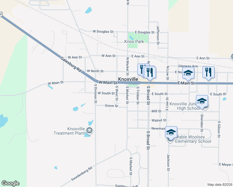 map of restaurants, bars, coffee shops, grocery stores, and more near 200 West South Street in Knoxville