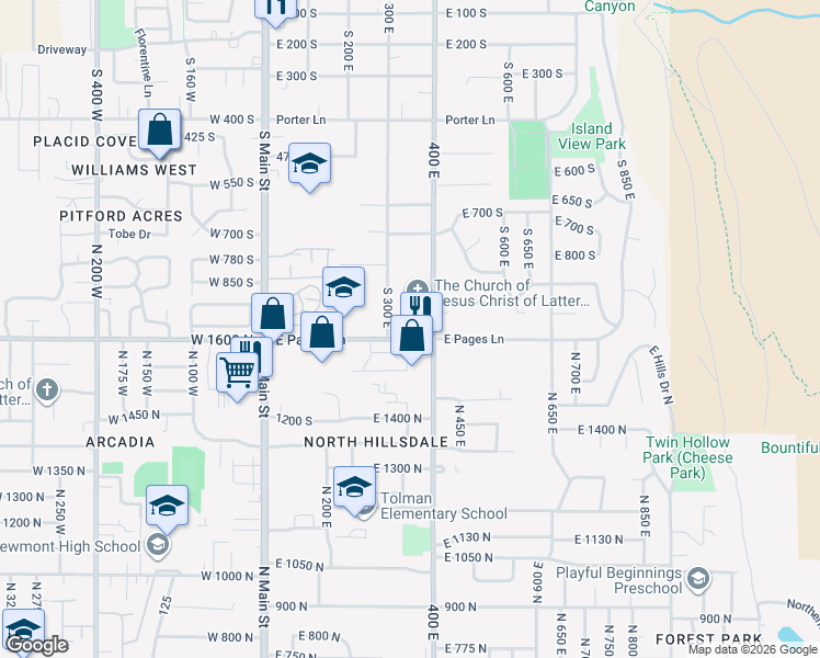 map of restaurants, bars, coffee shops, grocery stores, and more near 350 East Pages Lane in Centerville