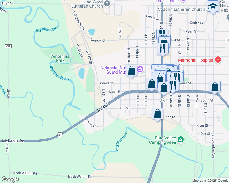 map of restaurants, bars, coffee shops, grocery stores, and more near 1137 Main Street in Seward