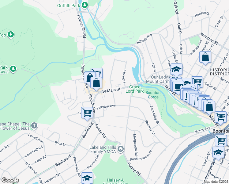 map of restaurants, bars, coffee shops, grocery stores, and more near 25 Chestnut Street in Boonton