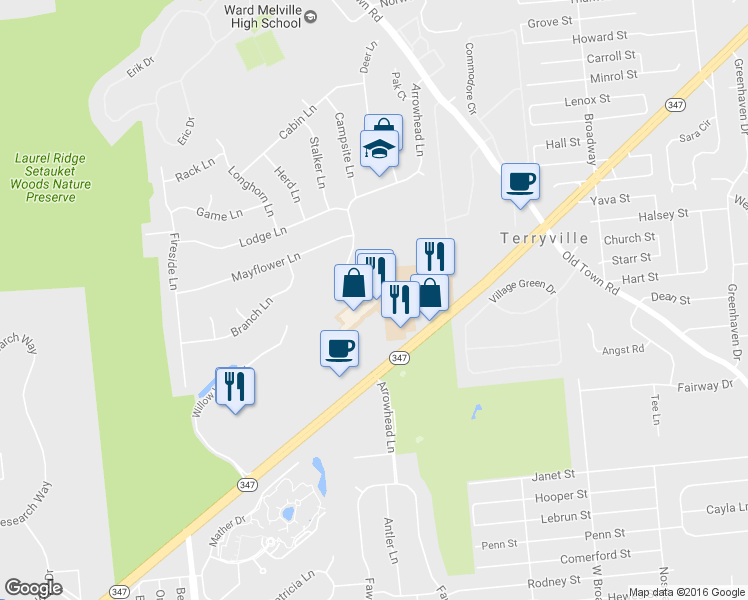 map of restaurants, bars, coffee shops, grocery stores, and more near 4082 Nesconset Highway in Setauket- East Setauket