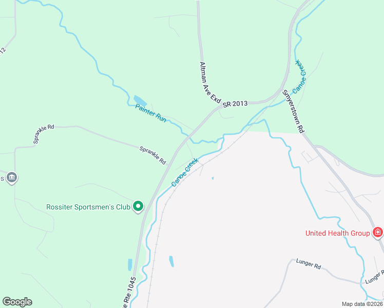 map of restaurants, bars, coffee shops, grocery stores, and more near Baun Road in Indiana County