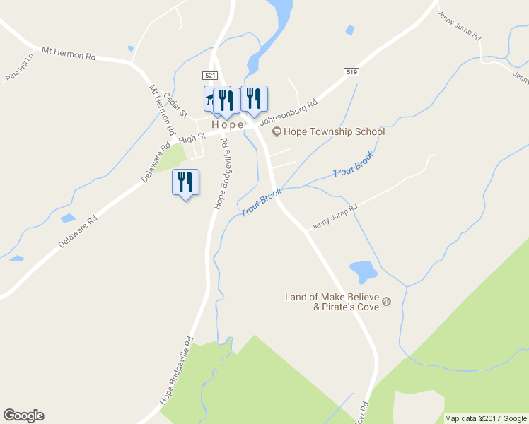 map of restaurants, bars, coffee shops, grocery stores, and more near 409 Great Meadows Road in Blairstown