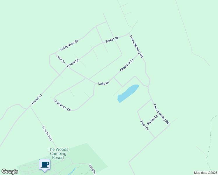 map of restaurants, bars, coffee shops, grocery stores, and more near 25 Oak Lane West in Lehighton