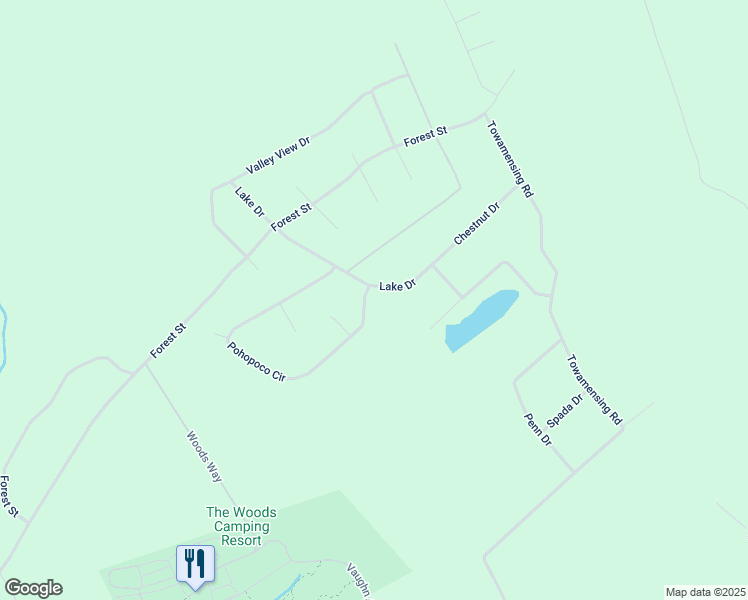 map of restaurants, bars, coffee shops, grocery stores, and more near 25 Pohopoco Circle in Lehighton