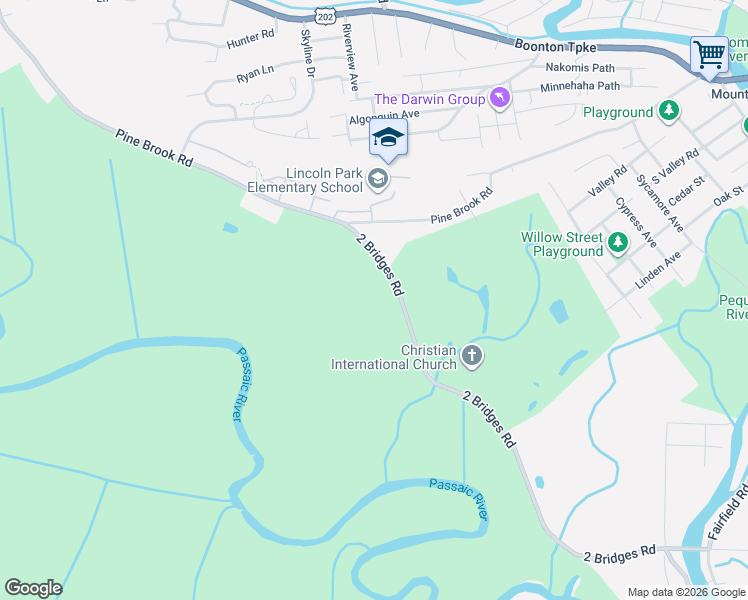map of restaurants, bars, coffee shops, grocery stores, and more near 62 2 Bridges Road in Lincoln Park