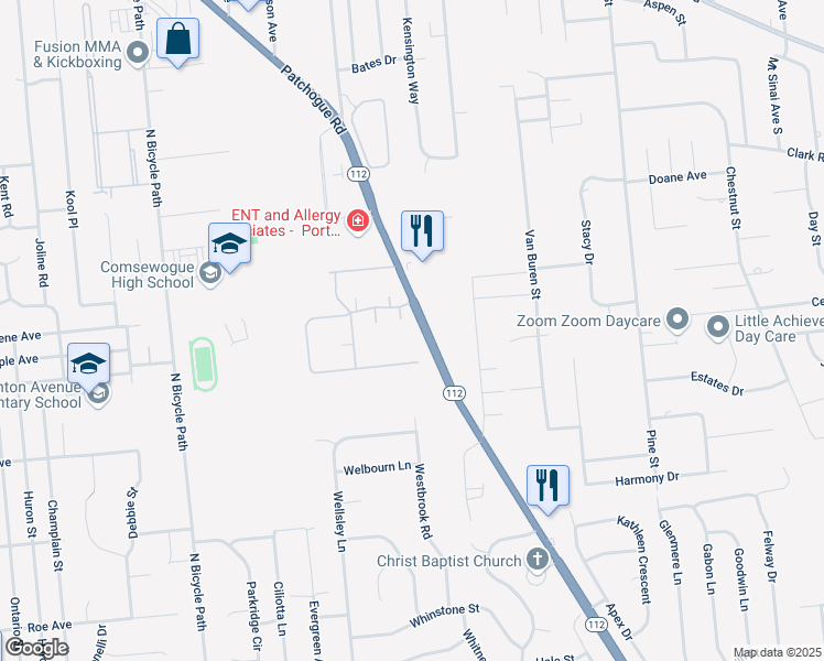 map of restaurants, bars, coffee shops, grocery stores, and more near 290 Sagamore Hills Drive in Port Jefferson Station