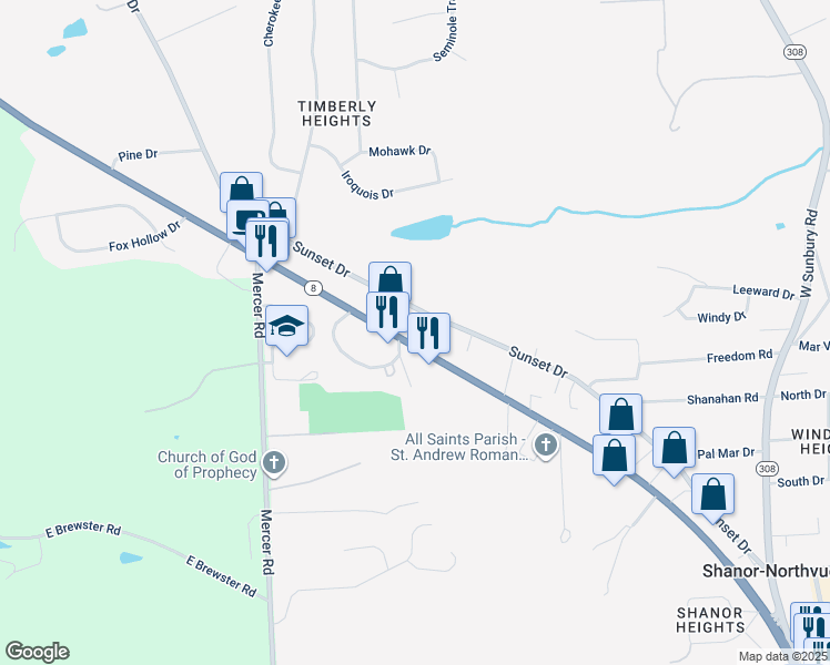 map of restaurants, bars, coffee shops, grocery stores, and more near 436 Sunset Drive in Butler