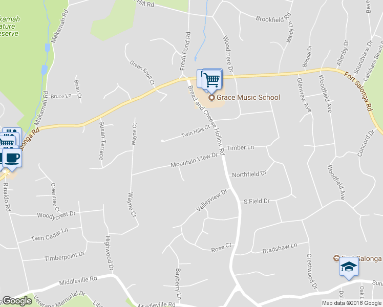 map of restaurants, bars, coffee shops, grocery stores, and more near 5 Mountain View Drive in Northport