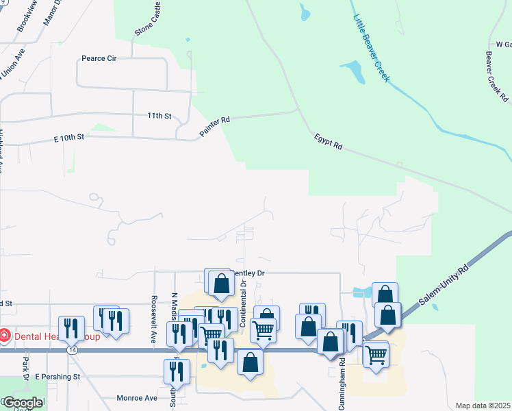 map of restaurants, bars, coffee shops, grocery stores, and more near 2472 Lexington Avenue in Salem