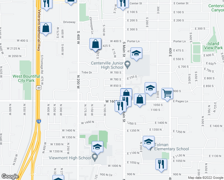 map of restaurants, bars, coffee shops, grocery stores, and more near 82 Centerville Commons Way in Centerville