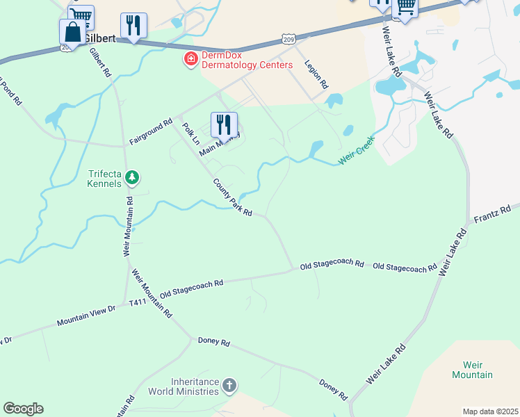 map of restaurants, bars, coffee shops, grocery stores, and more near 1544 County Park Road in Gilbert