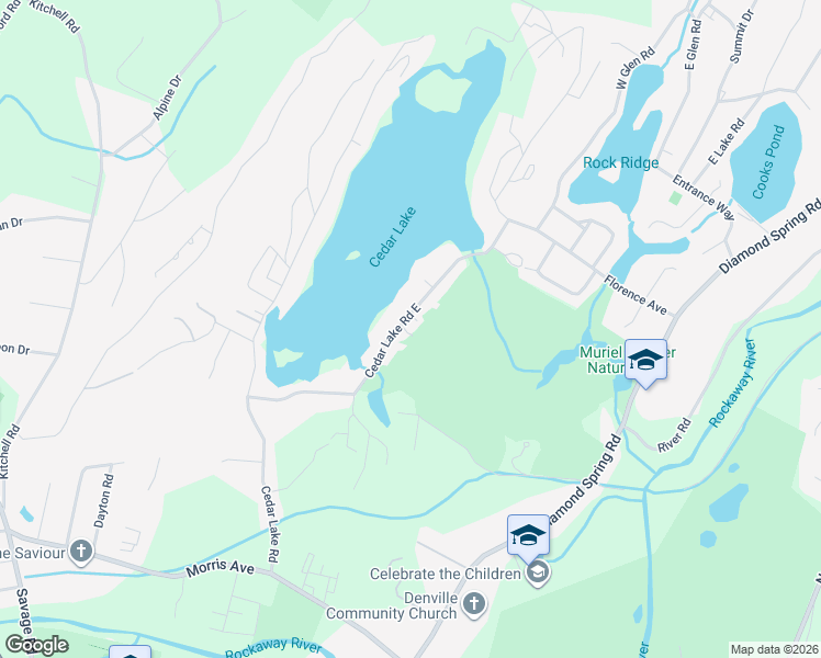 map of restaurants, bars, coffee shops, grocery stores, and more near 80 Cedar Lake East in Denville