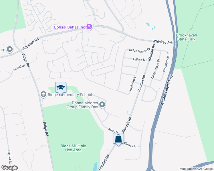 map of restaurants, bars, coffee shops, grocery stores, and more near 240 Belfast Ln in Ridge