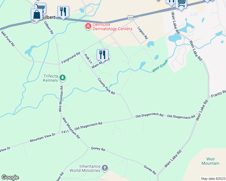 map of restaurants, bars, coffee shops, grocery stores, and more near 1552 County Park Road in Gilbert