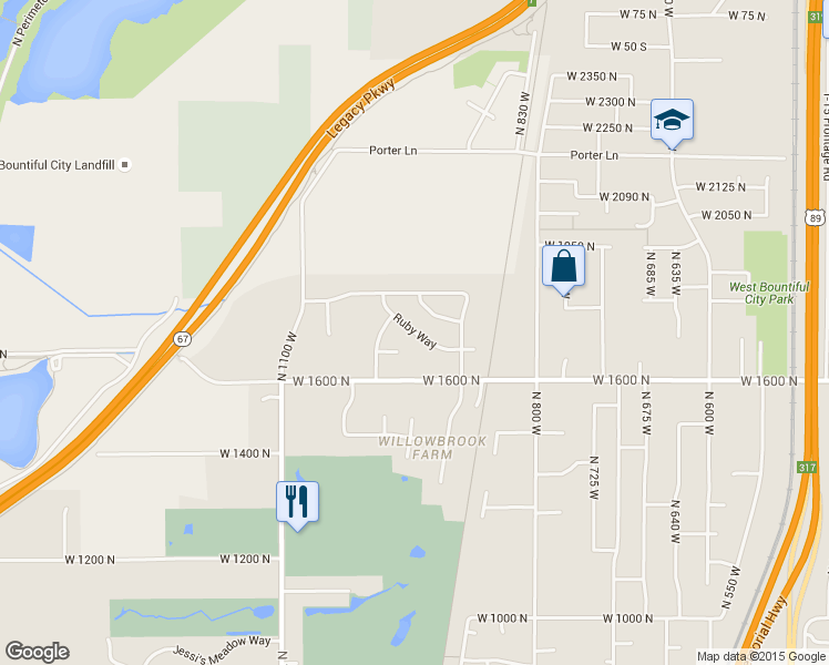 map of restaurants, bars, coffee shops, grocery stores, and more near 954 Ruby Way in West Bountiful