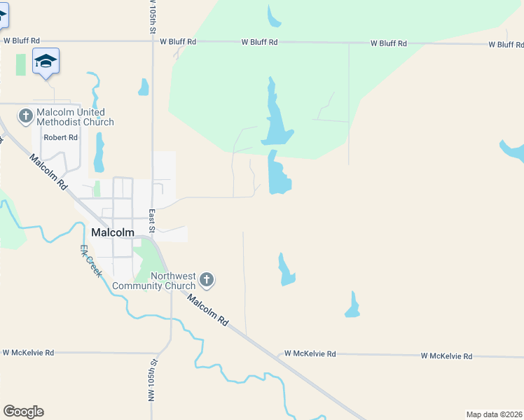 map of restaurants, bars, coffee shops, grocery stores, and more near 9755 NW 96th St in Malcolm