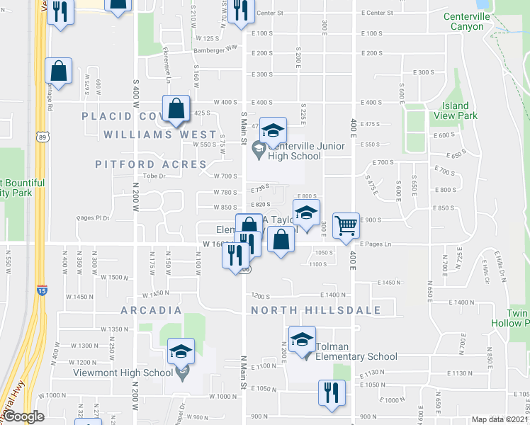 map of restaurants, bars, coffee shops, grocery stores, and more near 80 Courtyard Lane East in Centerville