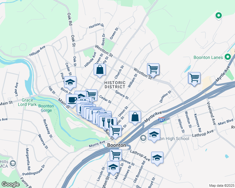 map of restaurants, bars, coffee shops, grocery stores, and more near 331 Cornelia Street in Boonton