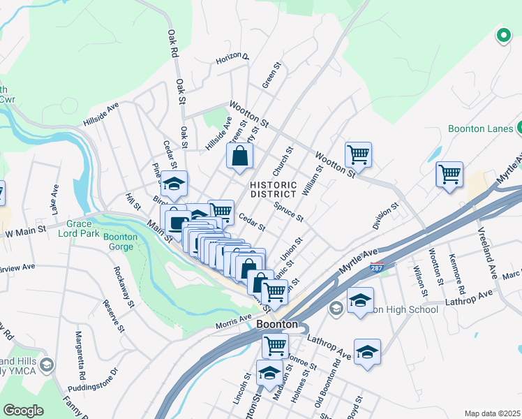 map of restaurants, bars, coffee shops, grocery stores, and more near 32 School Street in East Hanover