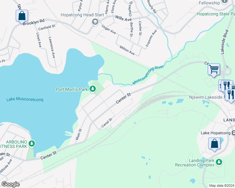 map of restaurants, bars, coffee shops, grocery stores, and more near 586 Main Street in Roxbury Township