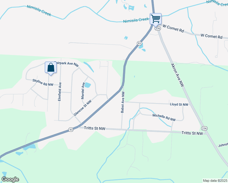 map of restaurants, bars, coffee shops, grocery stores, and more near 8677 Manchester Avenue Northwest in Canal Fulton