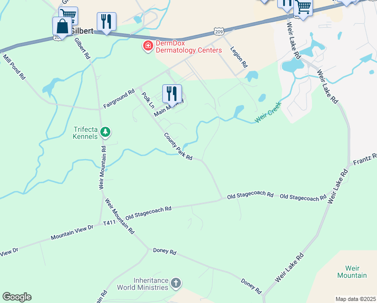 map of restaurants, bars, coffee shops, grocery stores, and more near 1552 County Park Road in Gilbert