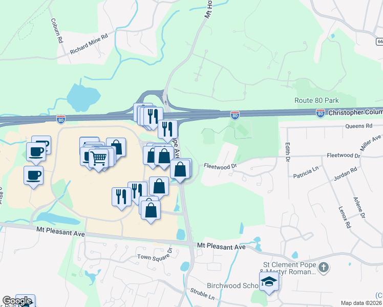 map of restaurants, bars, coffee shops, grocery stores, and more near 410 Mineral Springs Drive in Dover