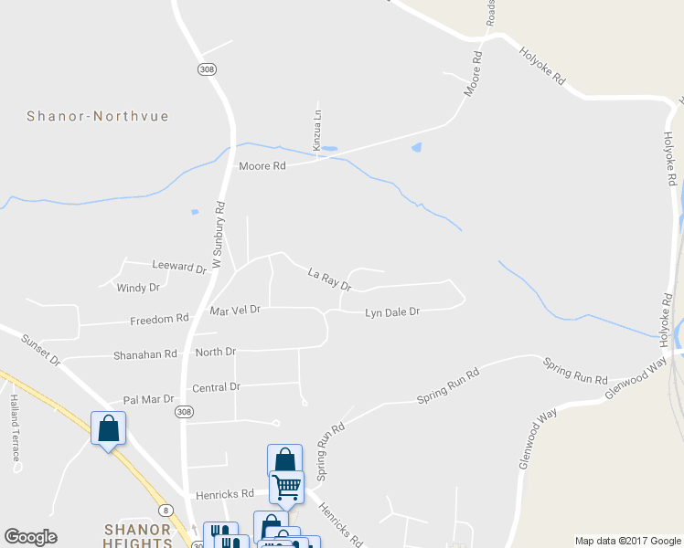 map of restaurants, bars, coffee shops, grocery stores, and more near 147 La Ray Drive in Butler