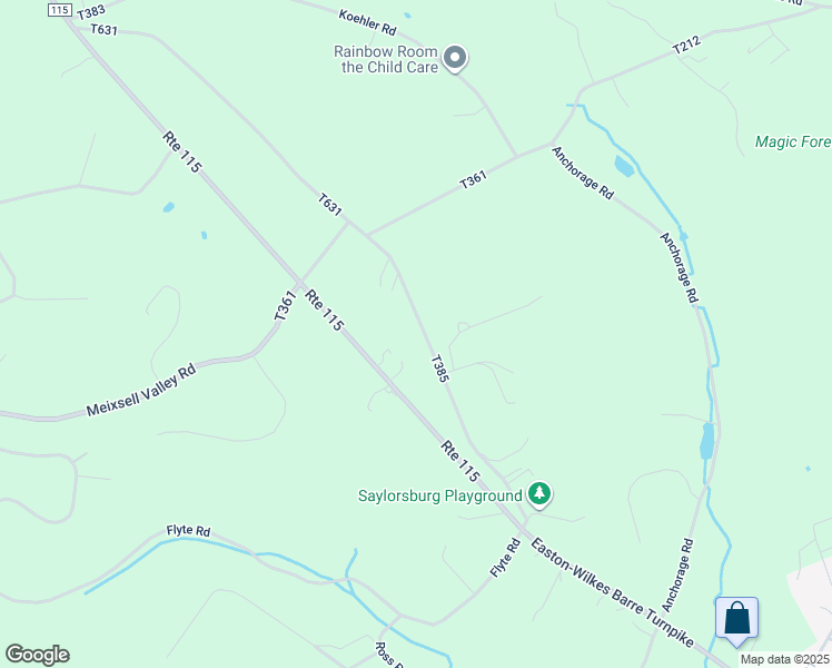 map of restaurants, bars, coffee shops, grocery stores, and more near 1601 Bonser Road in Saylorsburg