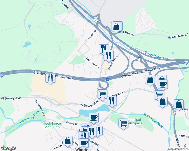 map of restaurants, bars, coffee shops, grocery stores, and more near 314 Eastview in Wharton