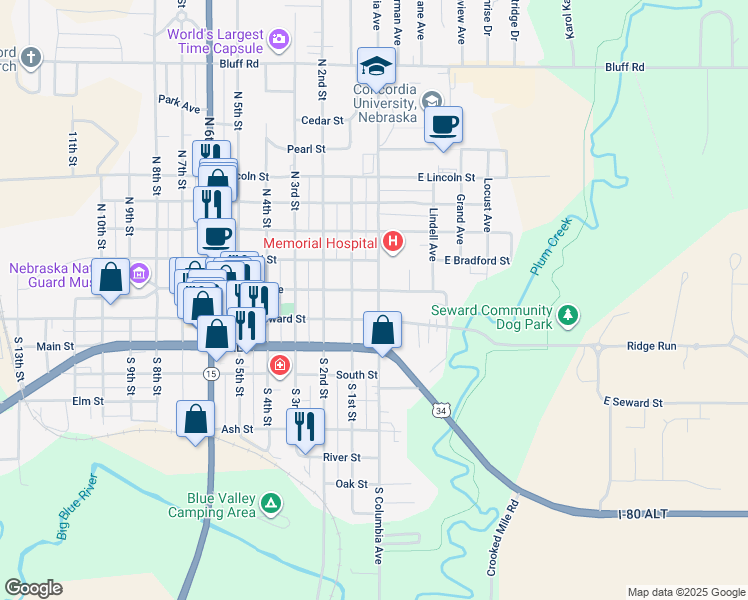map of restaurants, bars, coffee shops, grocery stores, and more near 4h Seward Street in Seward