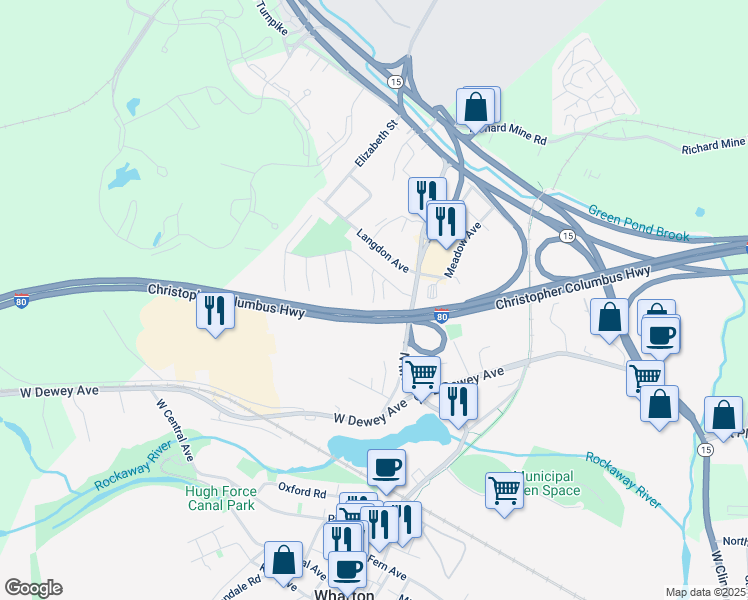 map of restaurants, bars, coffee shops, grocery stores, and more near 314 Eastview in Wharton