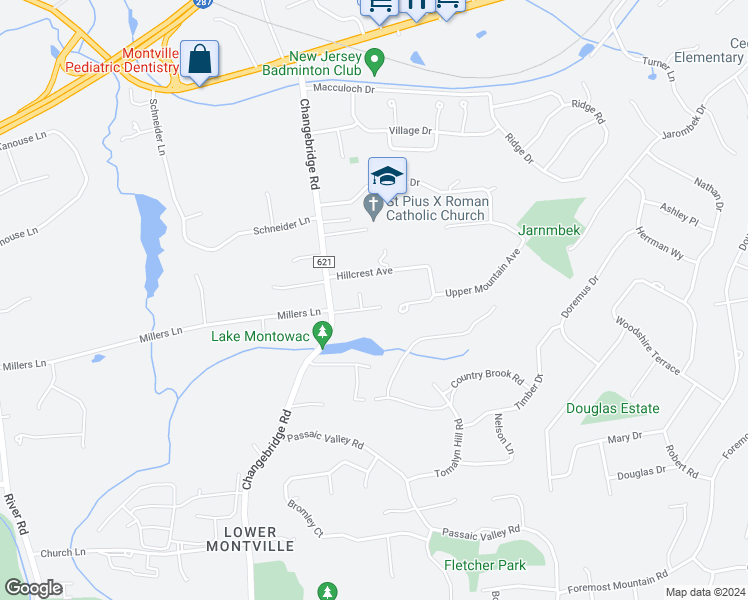map of restaurants, bars, coffee shops, grocery stores, and more near 12 Mountain Avenue in Montville
