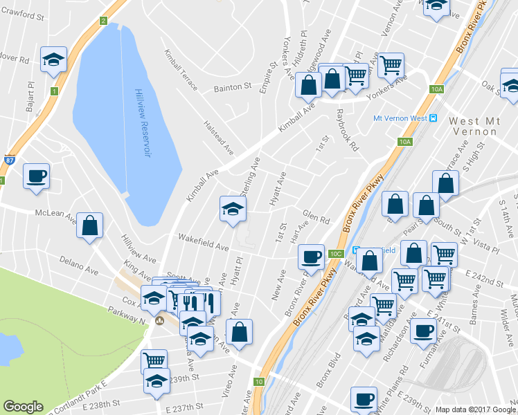 map of restaurants, bars, coffee shops, grocery stores, and more near 20 Glen Road in Yonkers