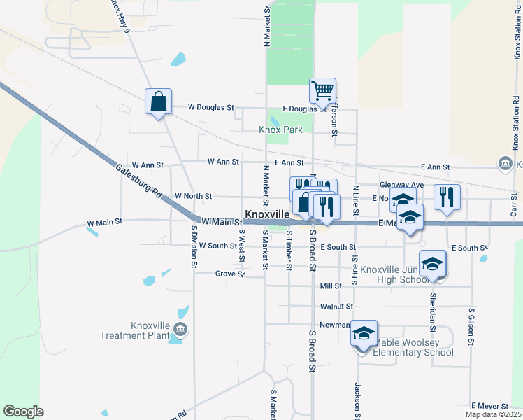 map of restaurants, bars, coffee shops, grocery stores, and more near in Knoxville