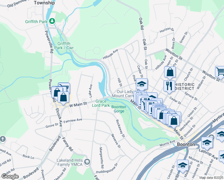 map of restaurants, bars, coffee shops, grocery stores, and more near 113 North Main Street in Boonton Township