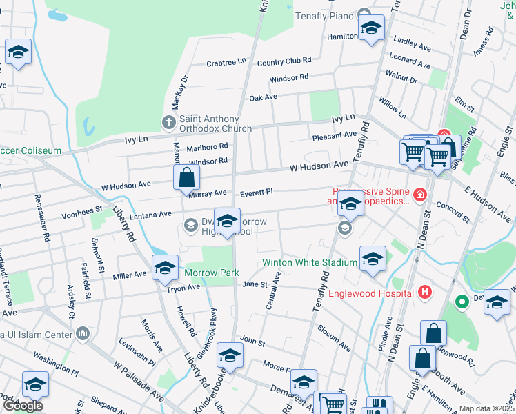 map of restaurants, bars, coffee shops, grocery stores, and more near 219 Saint Nicholas Avenue in Englewood
