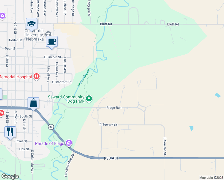 map of restaurants, bars, coffee shops, grocery stores, and more near 313 Wildwood Road in Seward