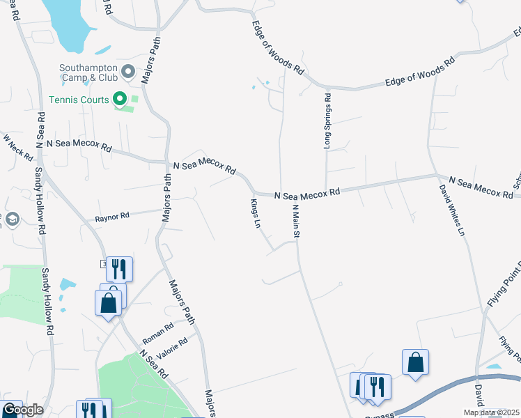 map of restaurants, bars, coffee shops, grocery stores, and more near 12 Kings Lane in Southampton