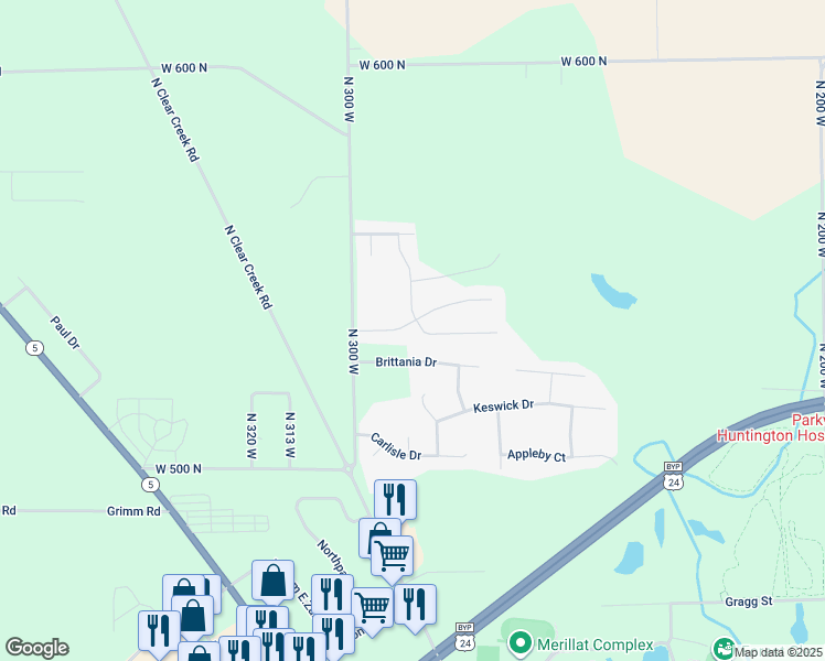 map of restaurants, bars, coffee shops, grocery stores, and more near 336 Crown Hill Drive in Huntington