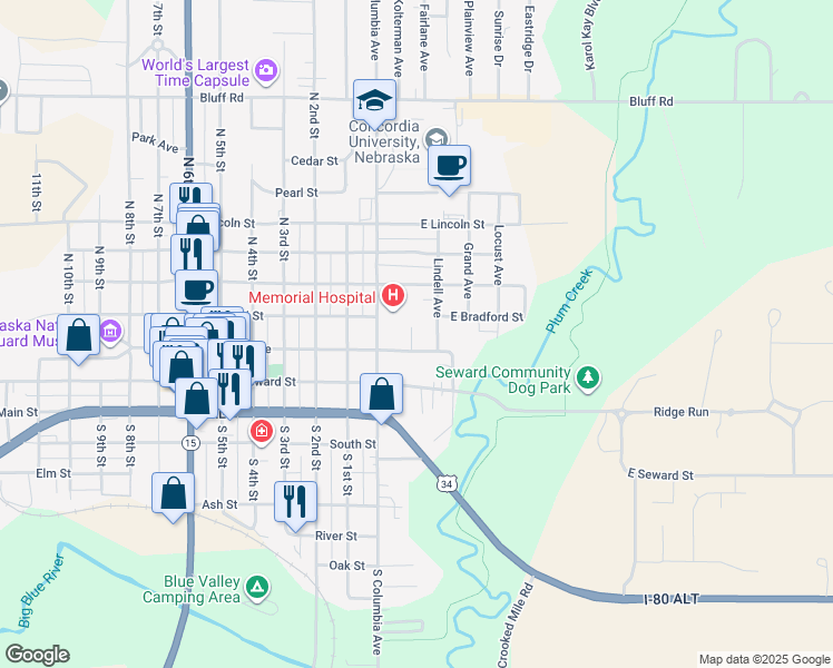 map of restaurants, bars, coffee shops, grocery stores, and more near 234 Greenwood Avenue in Seward