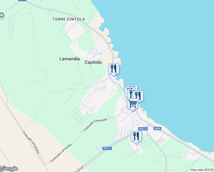 map of restaurants, bars, coffee shops, grocery stores, and more near 18 Contrada Capitolo in Capitolo